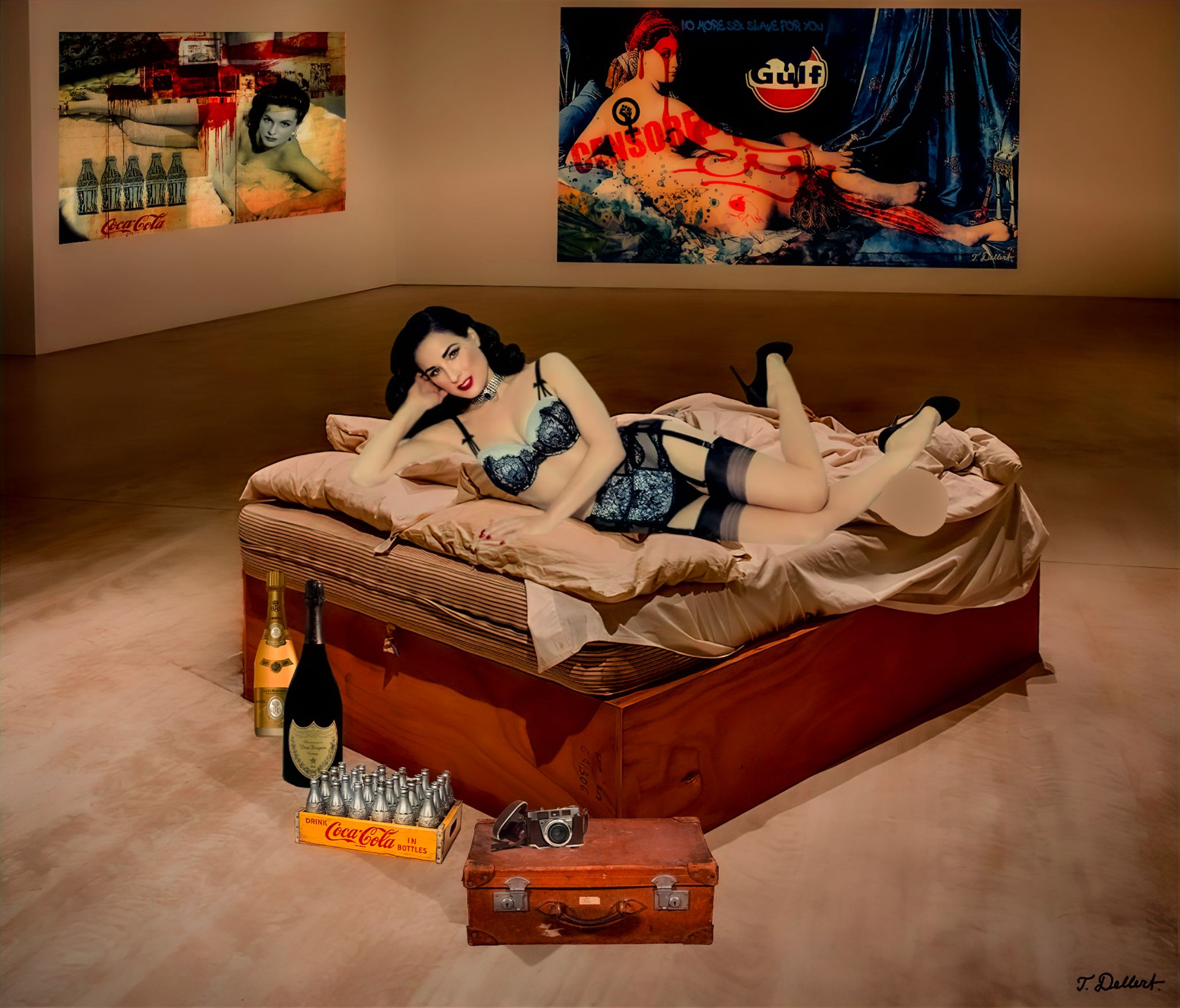 Dita in Tracey Emin's gallery bed  copy